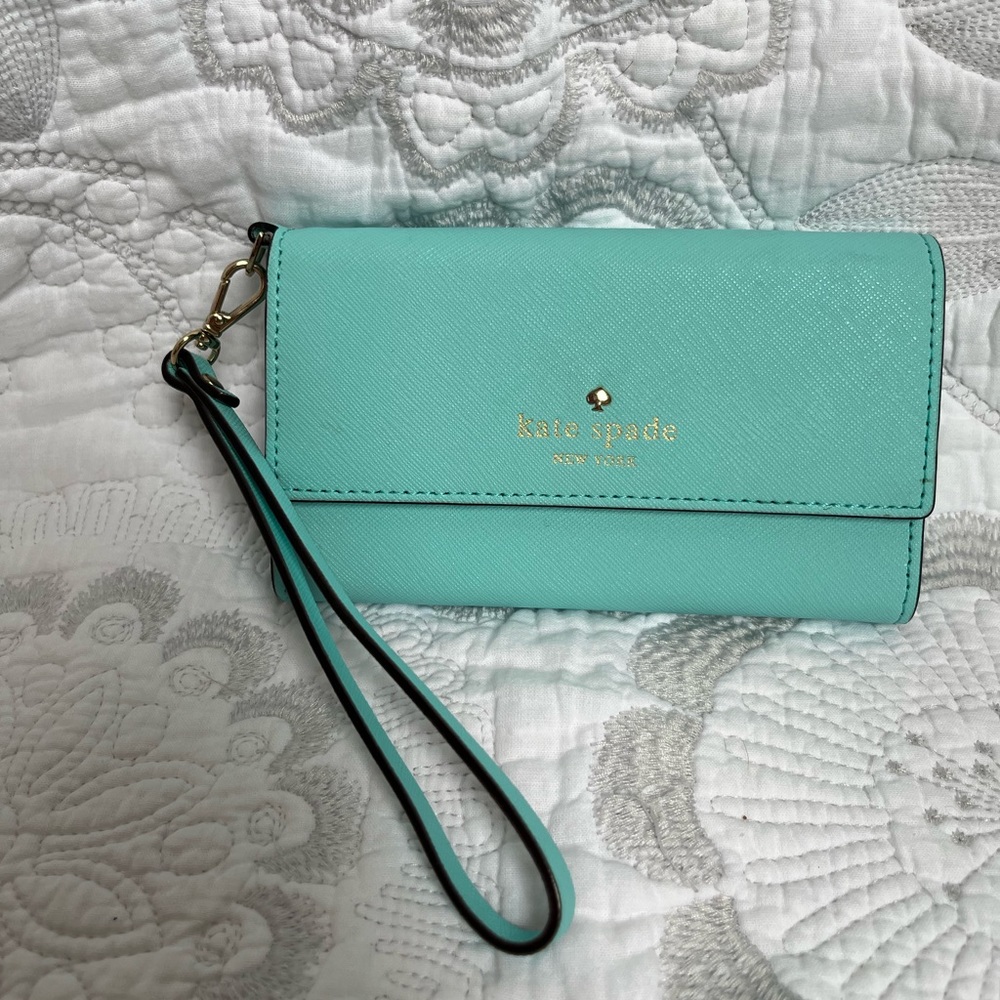 KATE SPADE. Tiffany Blue wallet with wristlet